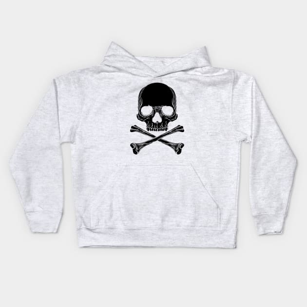 Cross bones and skull Kids Hoodie by OccultOmaStore